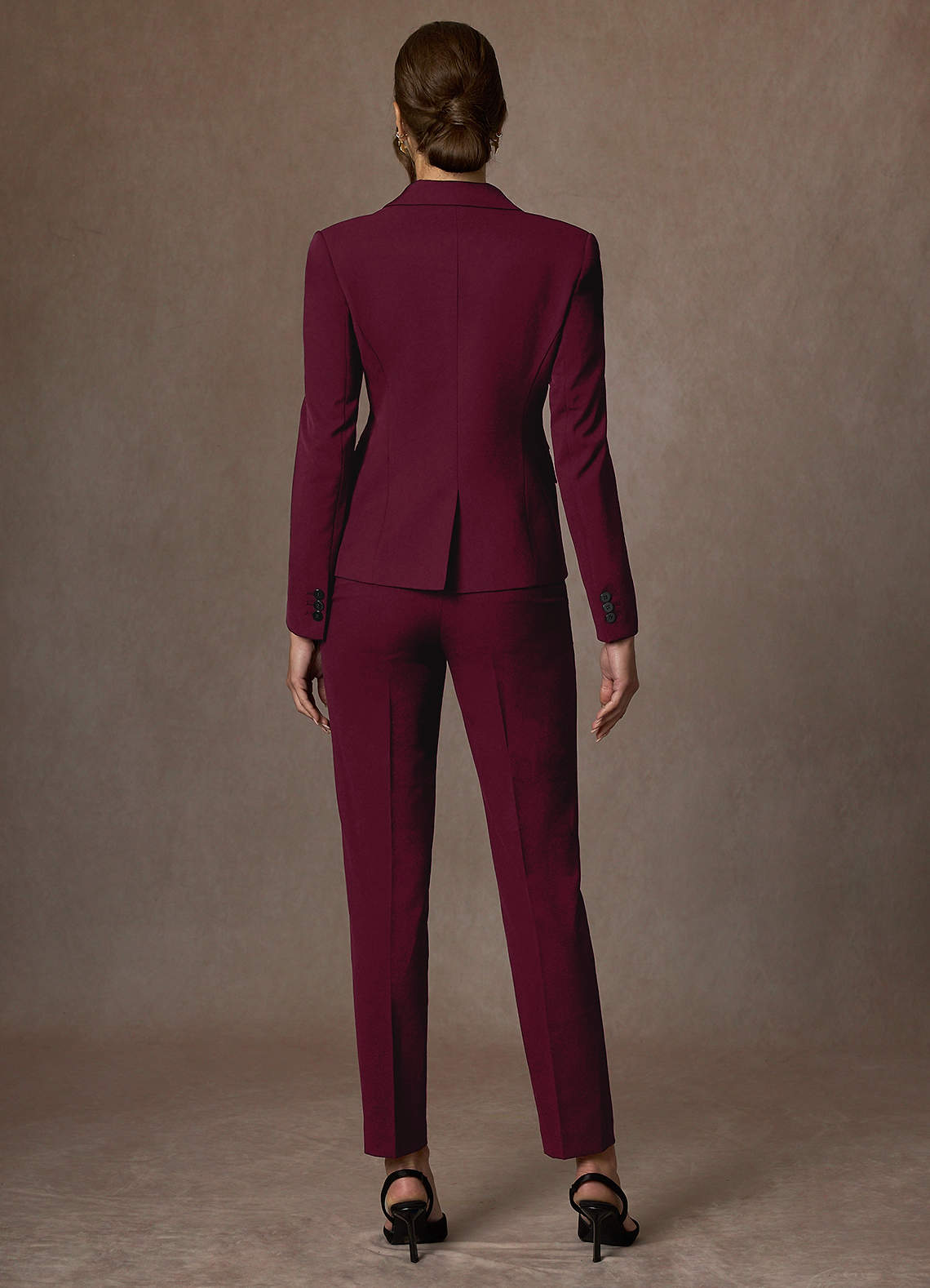 front Whitney Burgundy Structured Stretch Blazer