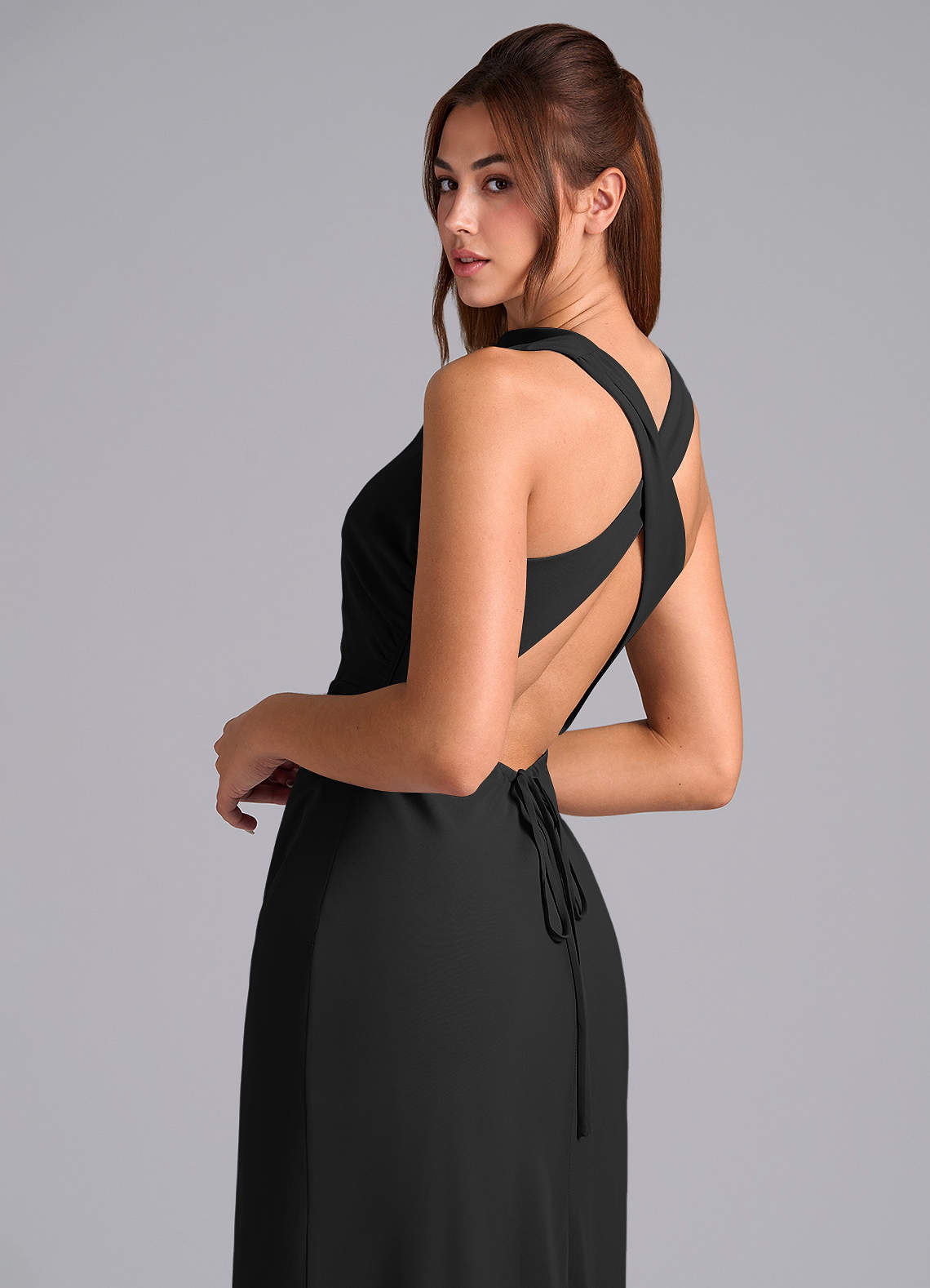 Azazie Sheath Scoop Neck Floor-Length Chiffon Bridesmaid Dresses - Black Azazie Sheath Scoop Neck Floor-Length Chiffon Bridesmaid Dresses - Black
