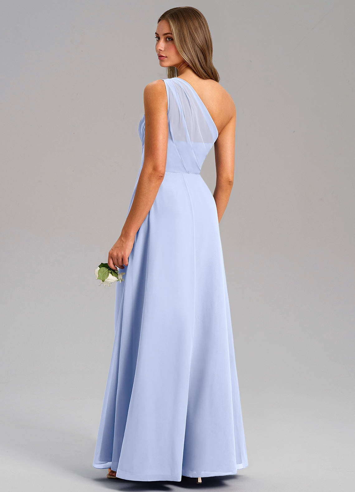 Azazie Phaedra Vestidos de madrinha de casamento Vestido Gelo de Chiffon de Linha A com Um ombro image6