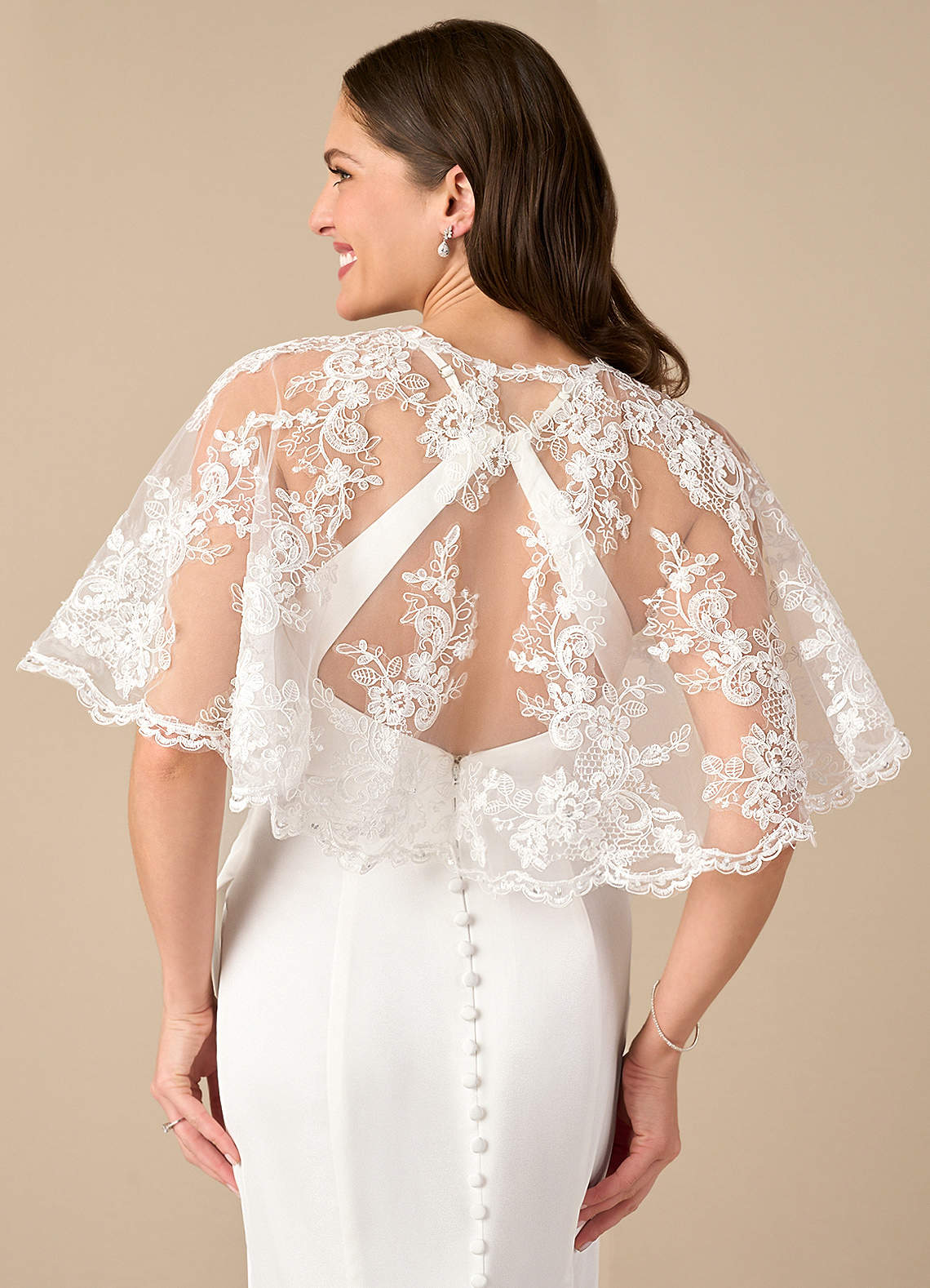 front Azazie Hephzibah Bolero De Tul Con Encaje
