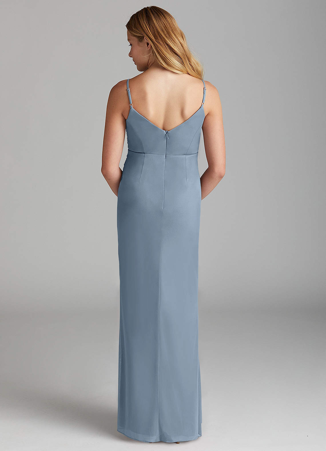 Azazie Deandra Junior Robe Fourreau en Maille Bleu Poussiéreux image1