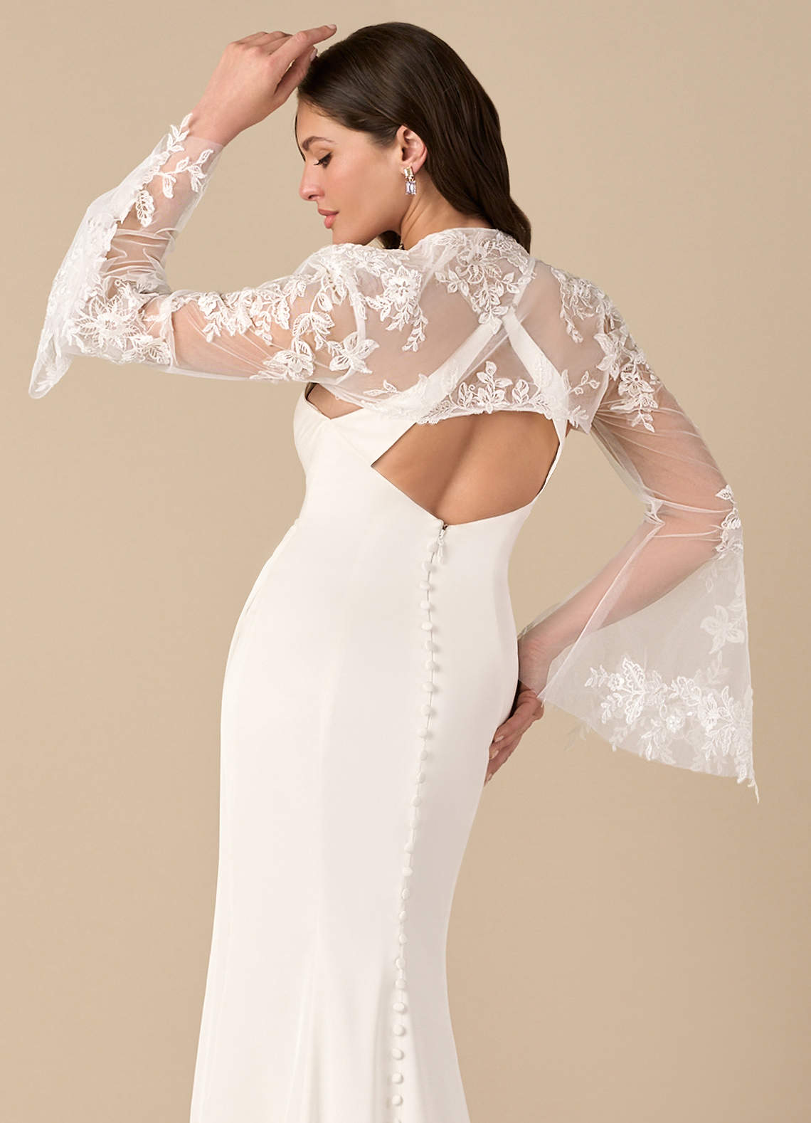 front Azazie Haggith Bolero De Tul Con Encaje