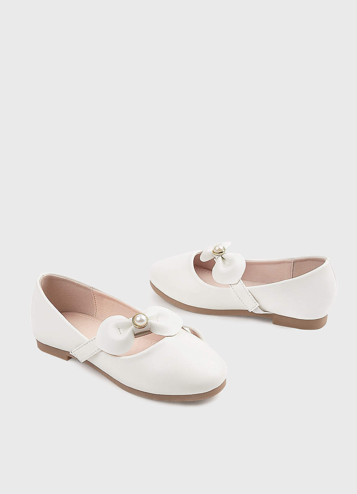 front Bow And Pearl Girl's Flat Shoes