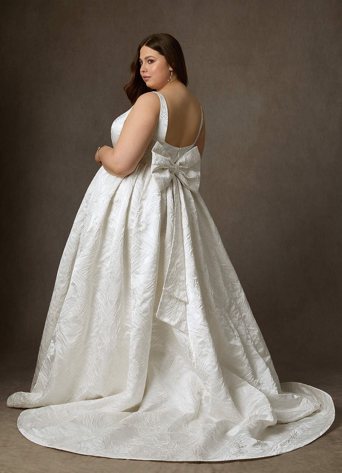 Azazie Skylin Wedding Dresses Diamond White Ball-Gown with Pockets Floral Jacquard Dress image13