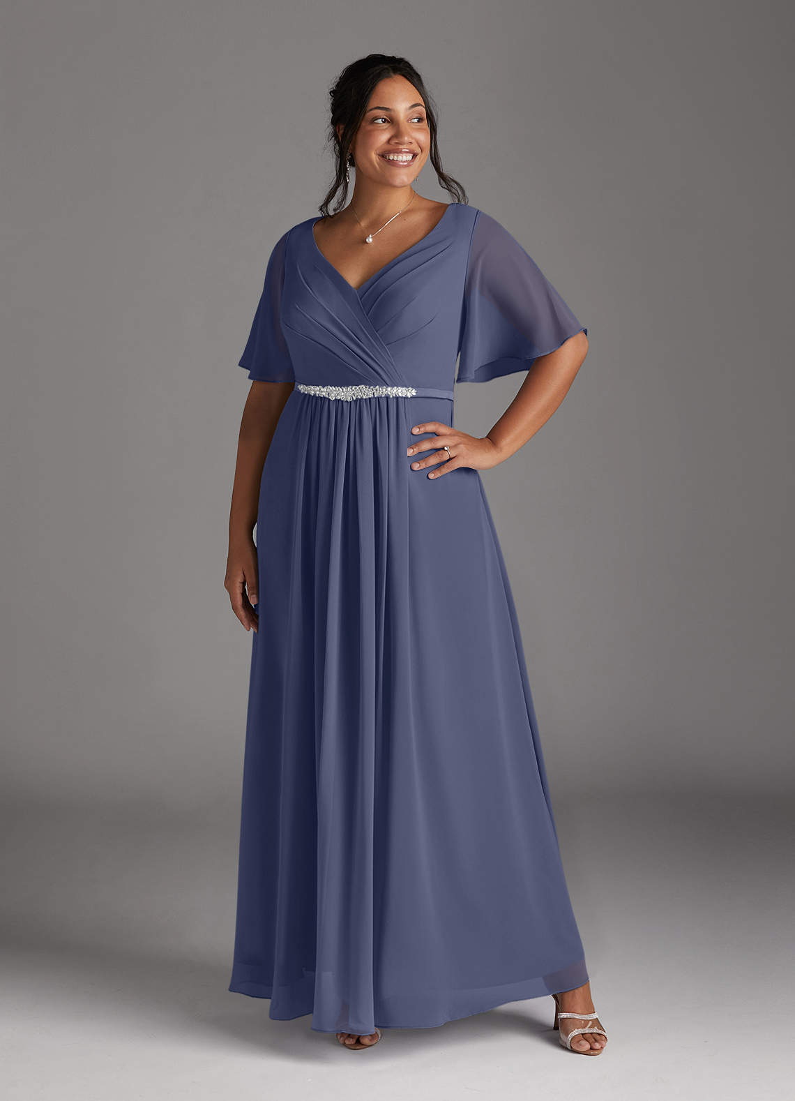 Flattering Plus Size Dresses Alex Evenings Plus Size Soutache Embellished  Short-Sleeve Gown Navy 14W