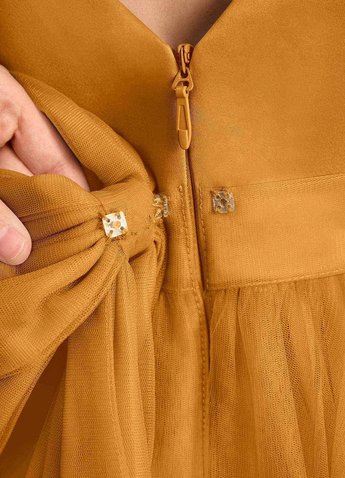 Azazie Winnie Robe Demoiselle D'honneur Fillette Robe Princesse en Tulle Arc Caramel écossais image7