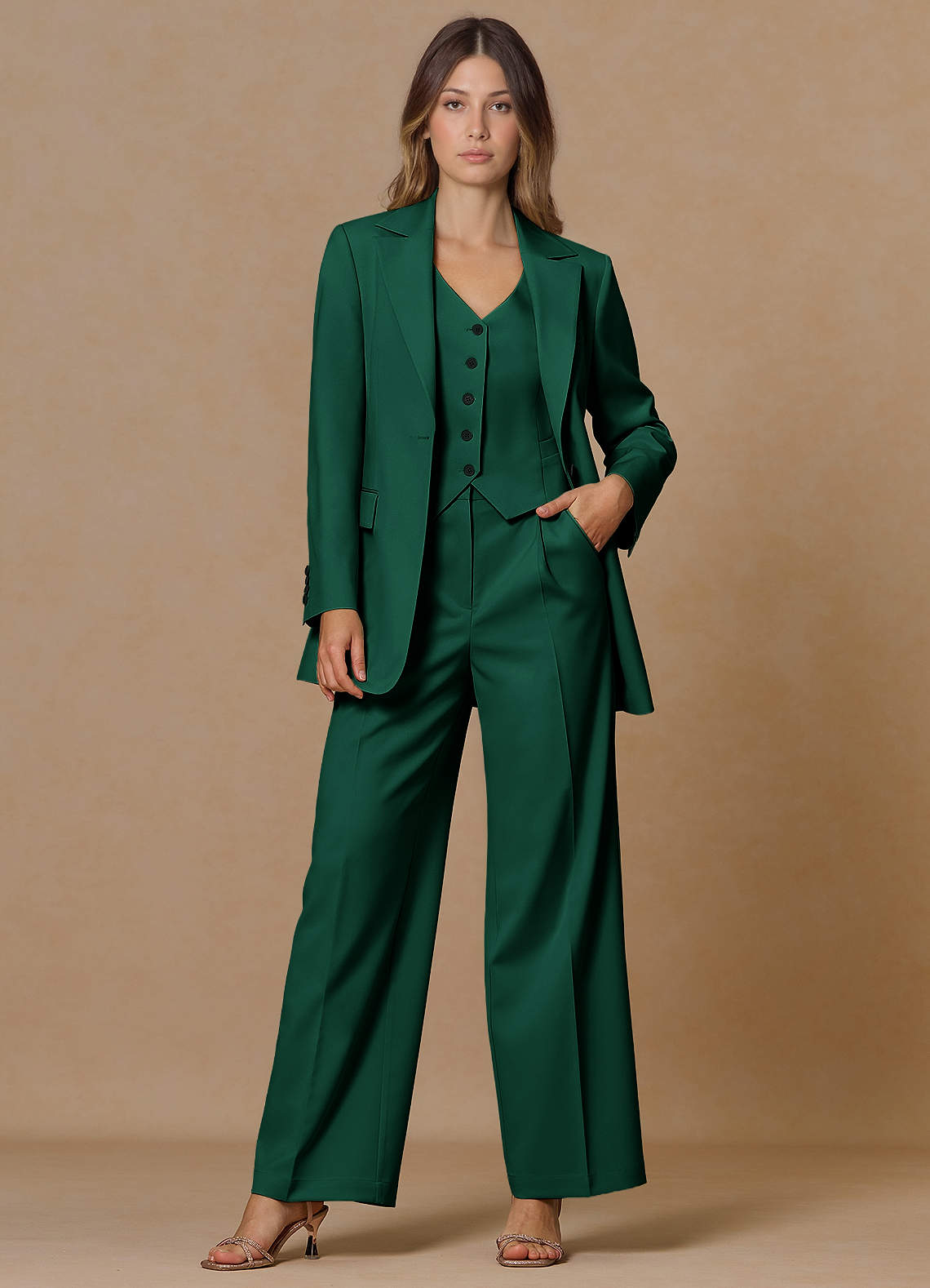front Rowan Emerald Refined Weave Performance blazer