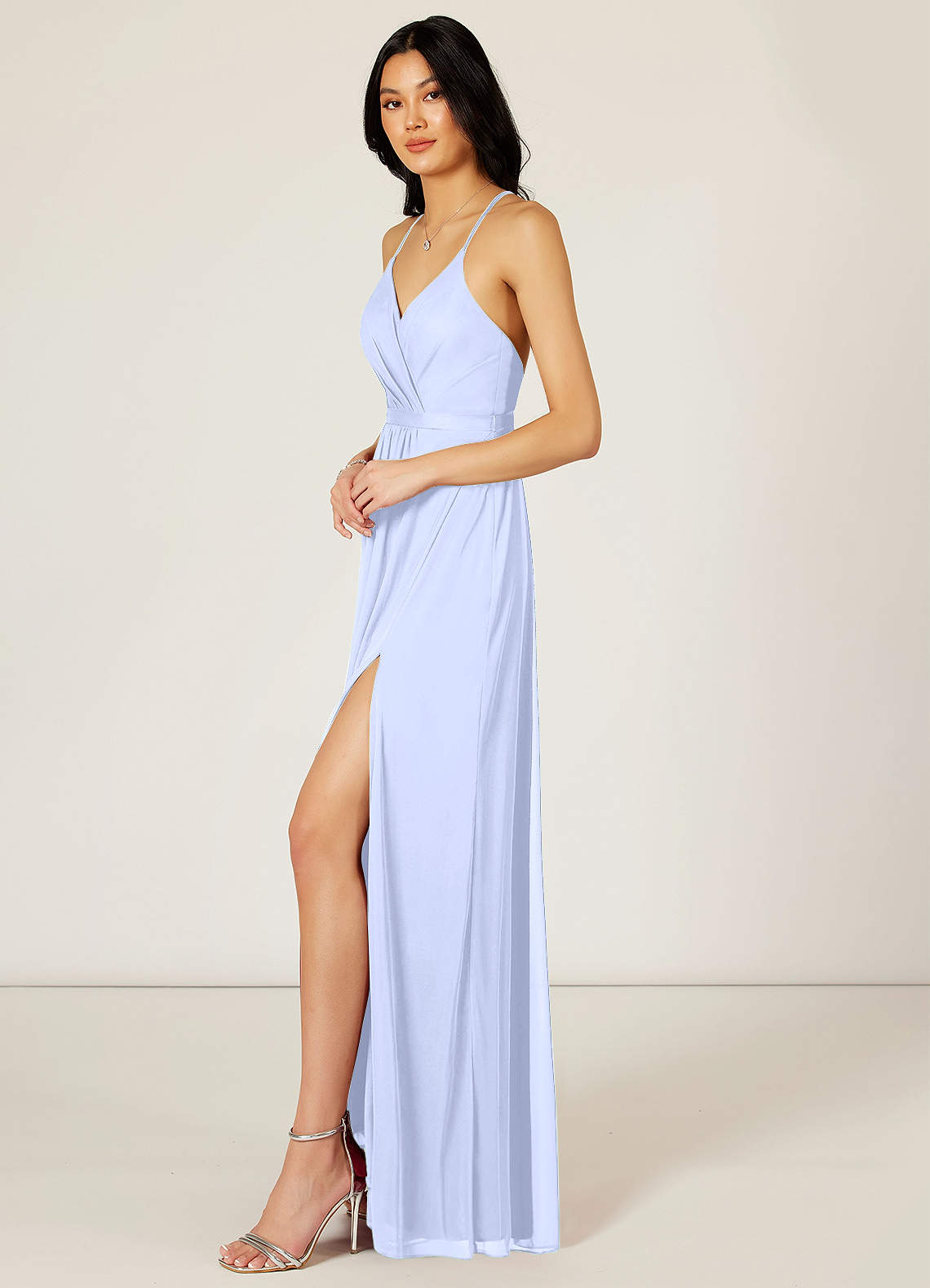Azazie Luxy Bridesmaid Dresses A-Line Pleated Mesh Floor-Length Dress image1