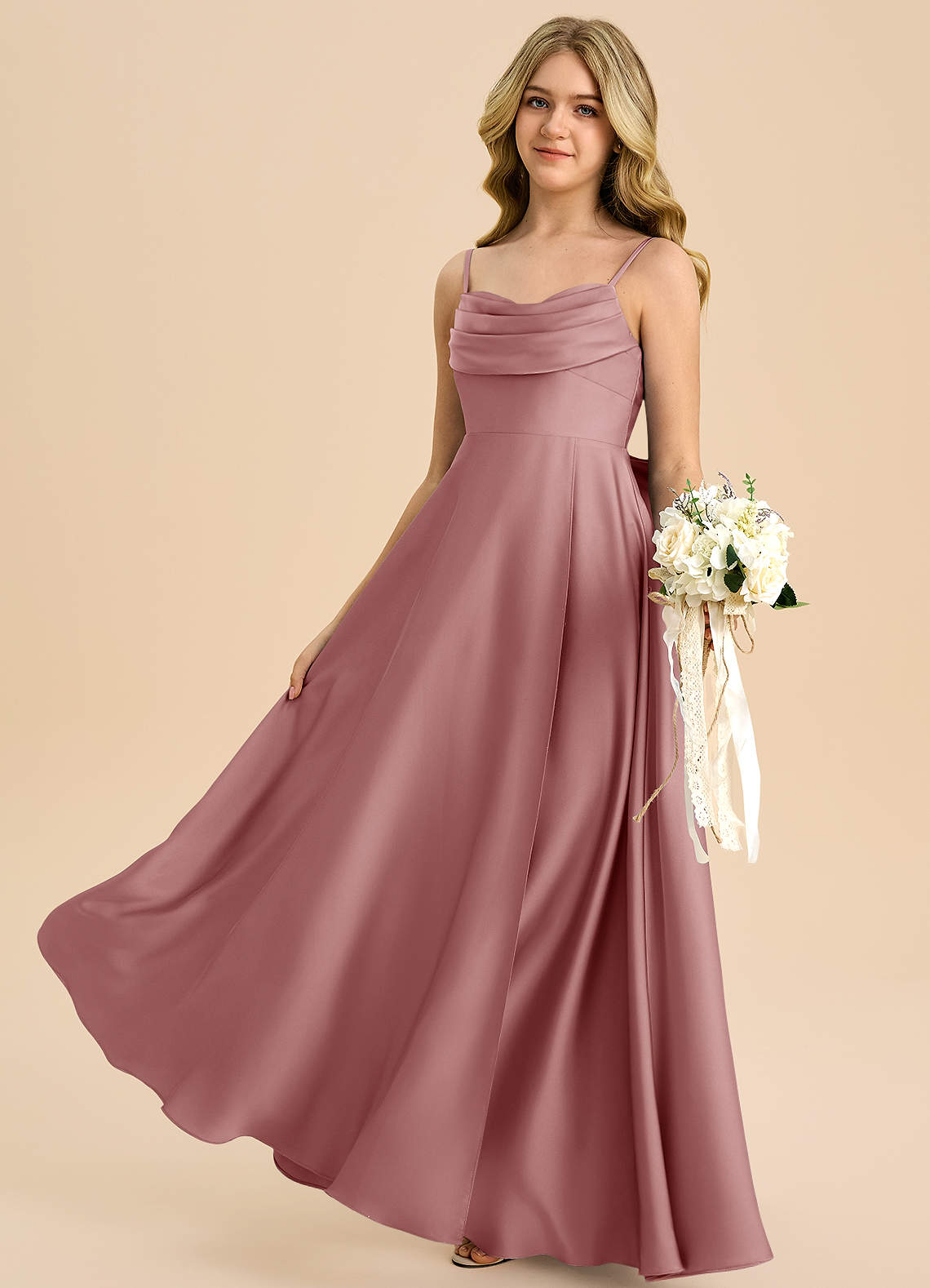junior bridesmaid dresses dusty rose Azazie Bear Earth Tones cf-size-uk-20 Alena Long Sleeve Midi SIZE:Italian 40