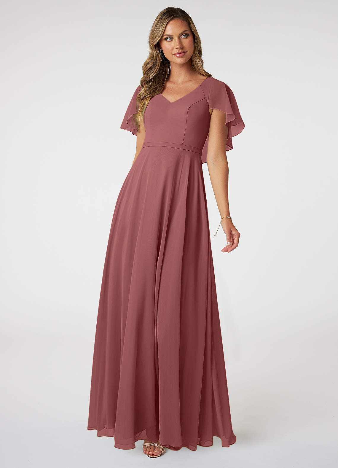 Azazie Jamie Bridesmaid Dresses Amethyst A-Line Chiffon Dress image1