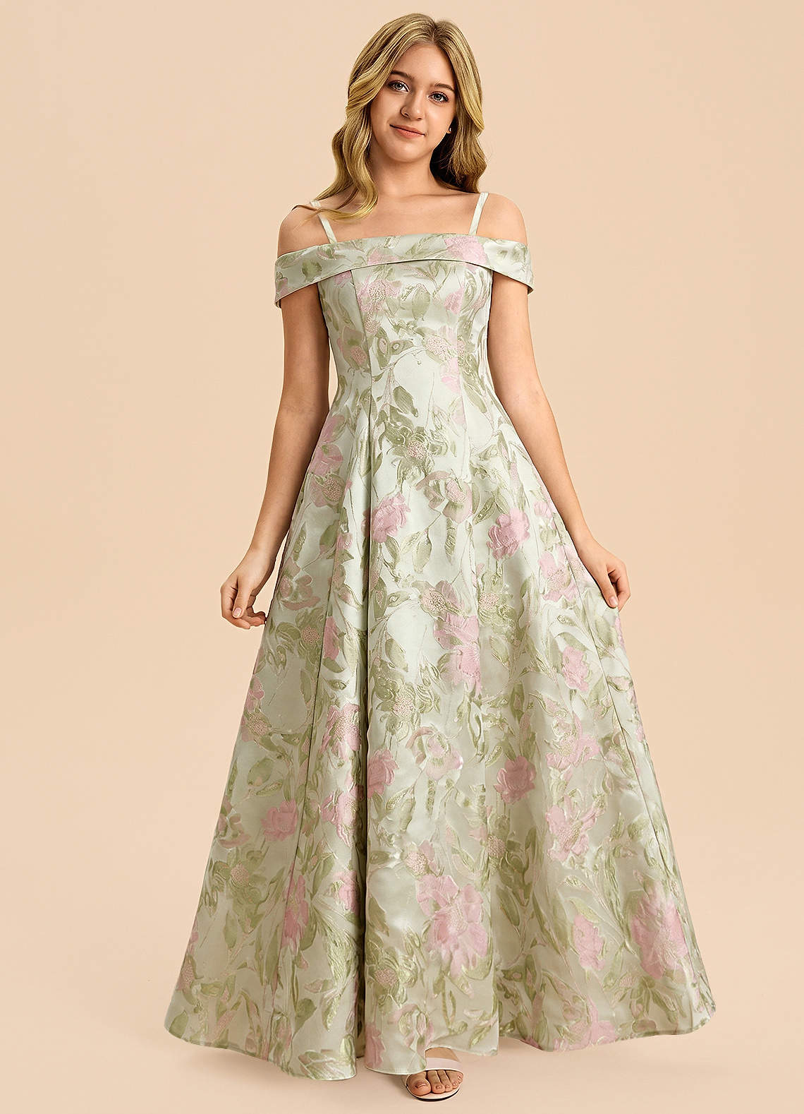 front Azazie Paisley Junior Formal Dress