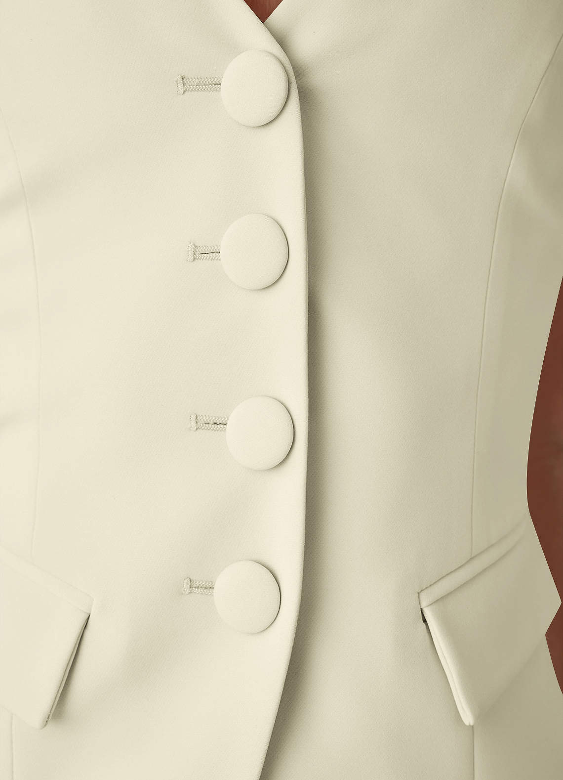 front Liora Ivory Refined Weave Tailored Waistcoat