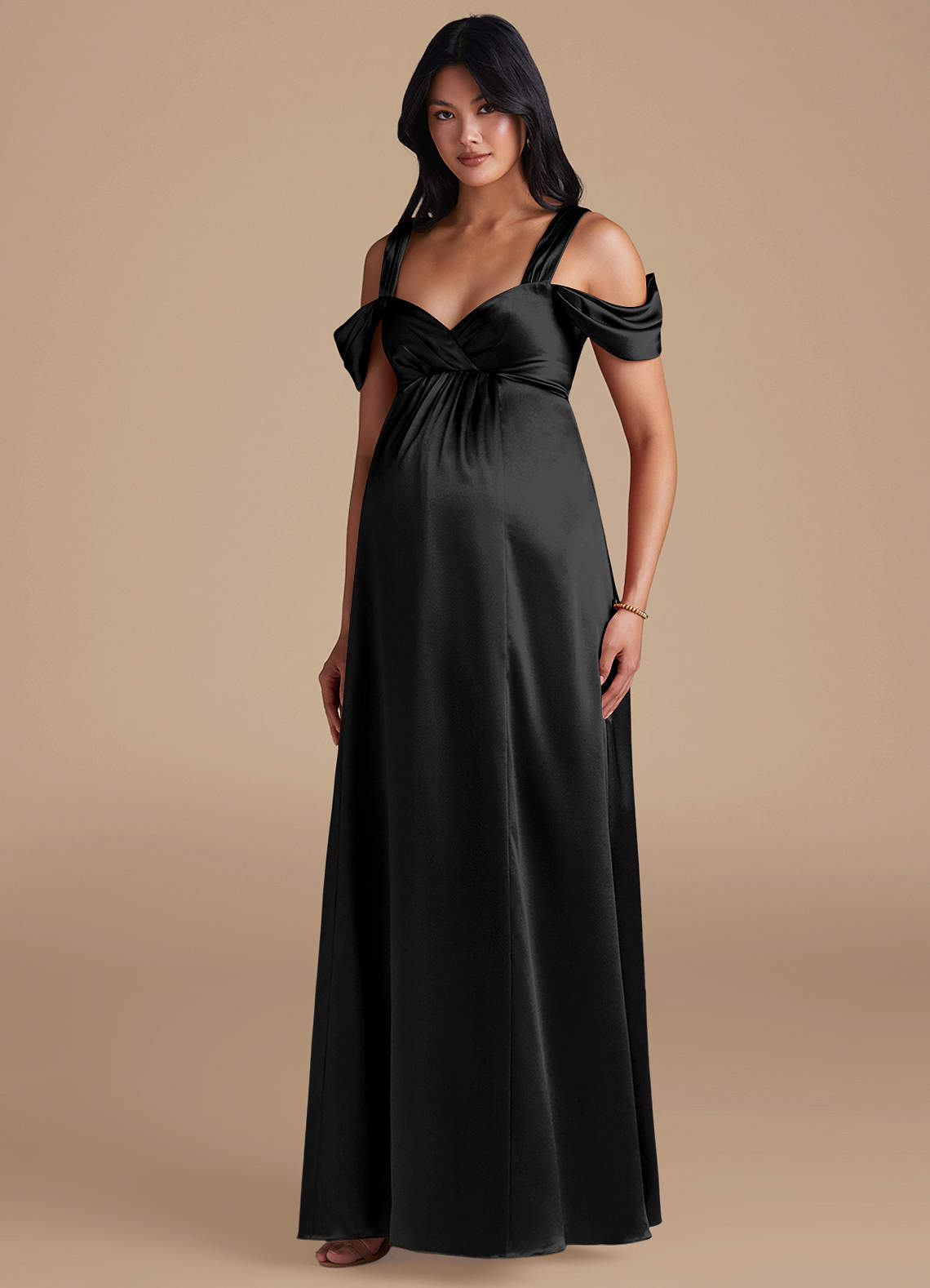 Azazie Rhea Ready to Ship Black Maternity Bridesmaid Dresses | Azazie