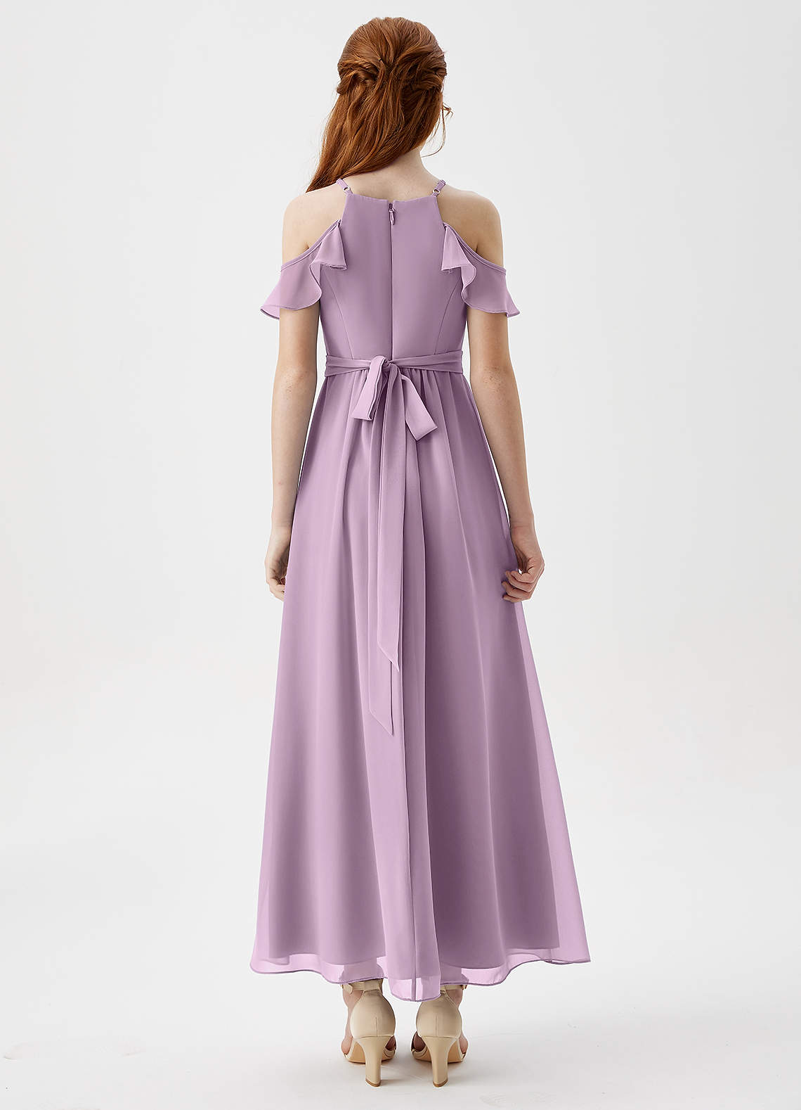 Azazie Chaya Junior Wisteria A-Line Off the Shoulder Chiffon Dress image1