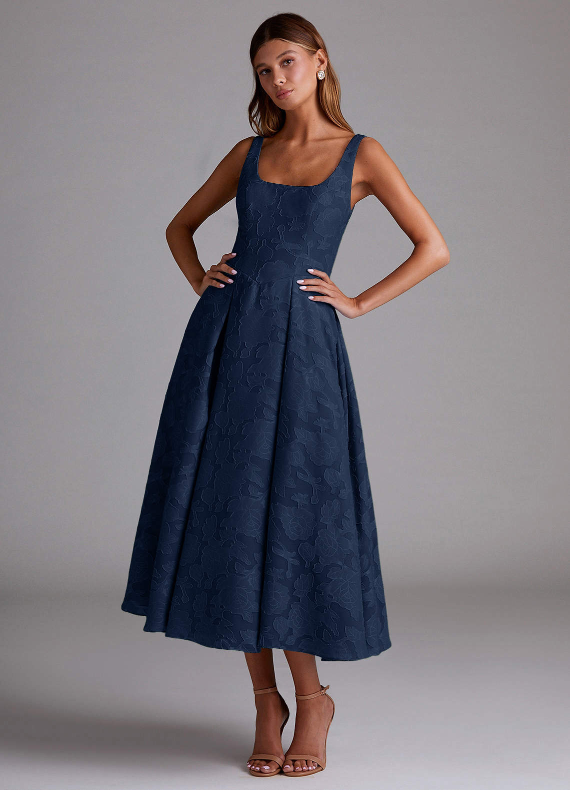 Adelie Navy A-line Midi Dress image1