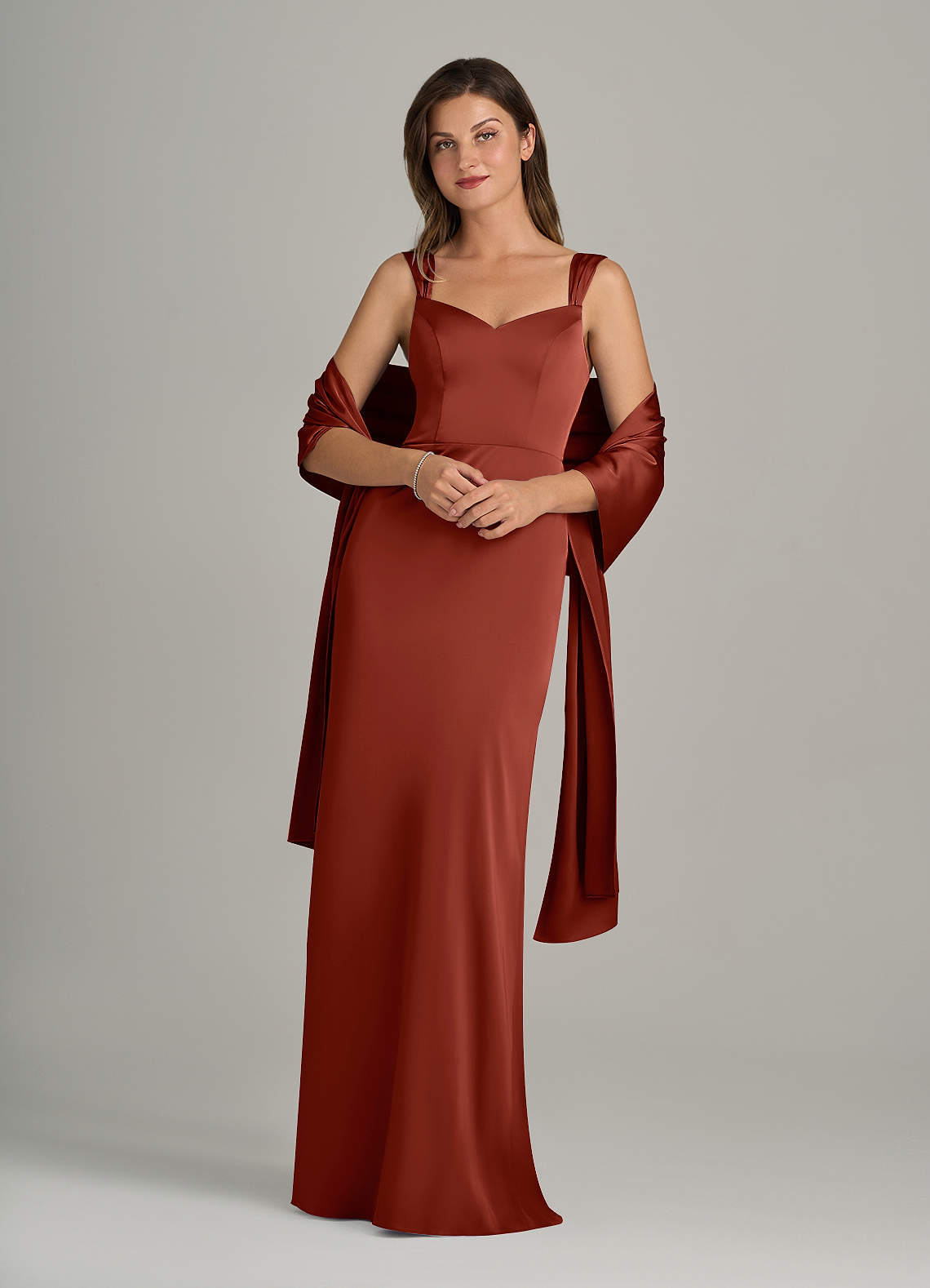 front Azazie Matching Color Stretch Satin Shawl