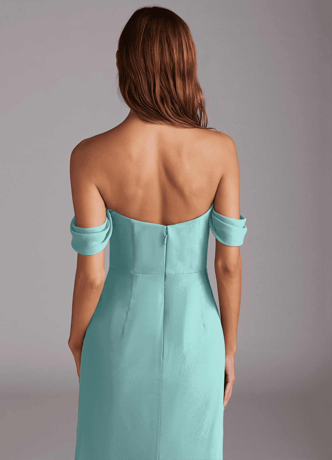 Azazie Saige Bridesmaid Dresses Aqua A-Line Off the Shoulder Chiffon Convertible Dress image5