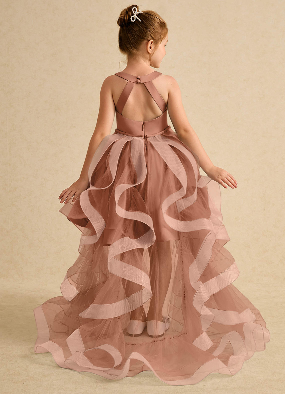 Azazie Julietta Blumenmädchenkleider Ballkleid Cabrio Tüll Kleid Bronzer image1