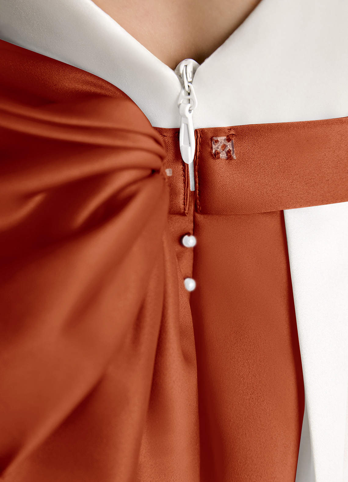 Azazie Cherry Flower Girl Dresses Ivory Paprika Ball-Gown Pleated Matte Satin Dress image5