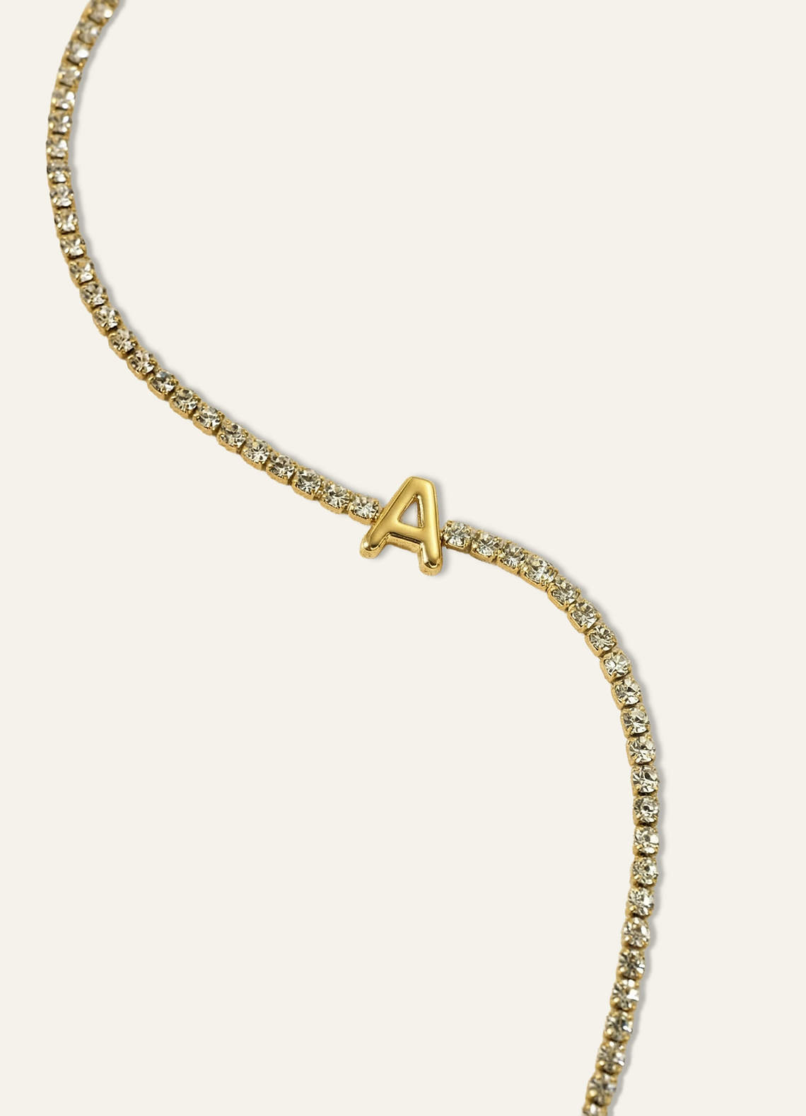 front 18K Gold Plated Stainless Steel Personalized Letter Zirconia Bracelet