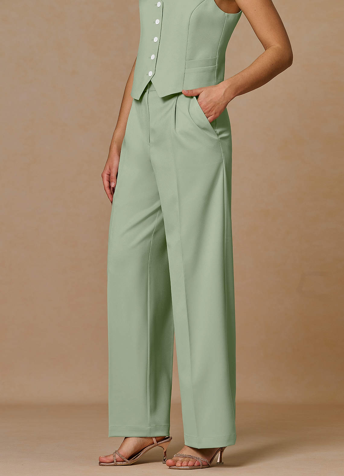 front Rowan Dusty Sage Refined Weave Performance pants