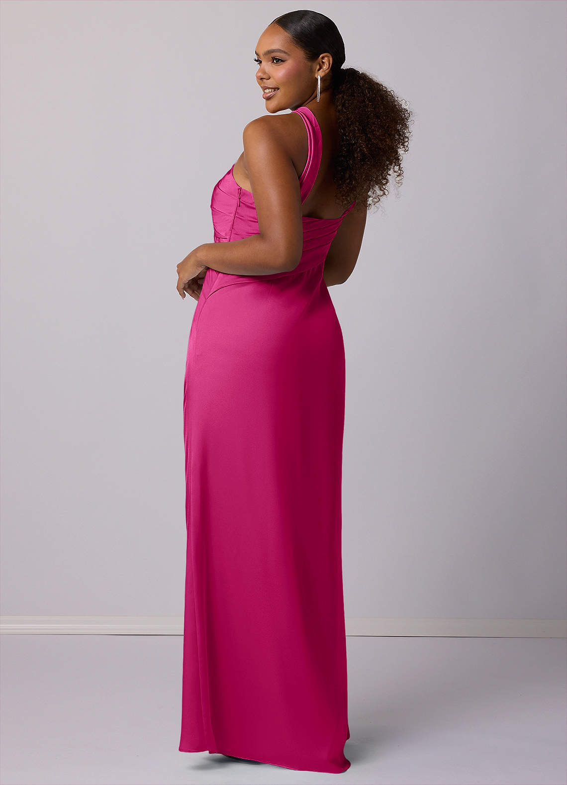 Barbie ♥ Azazie Bridesmaid Dresses Mermaid One Shoulder Stretch Satin Floor-Length Dress image9