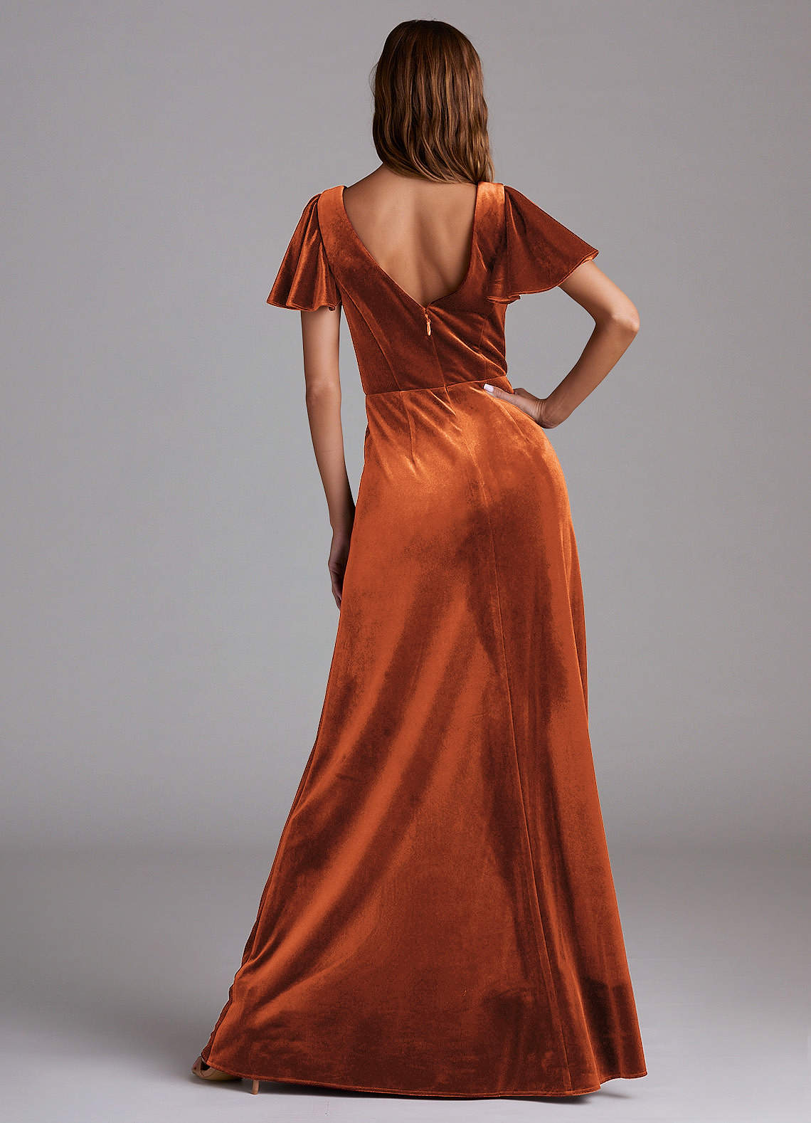 Azazie Soren At-home Try On Dresses Black A-Line Velvet Dress image5