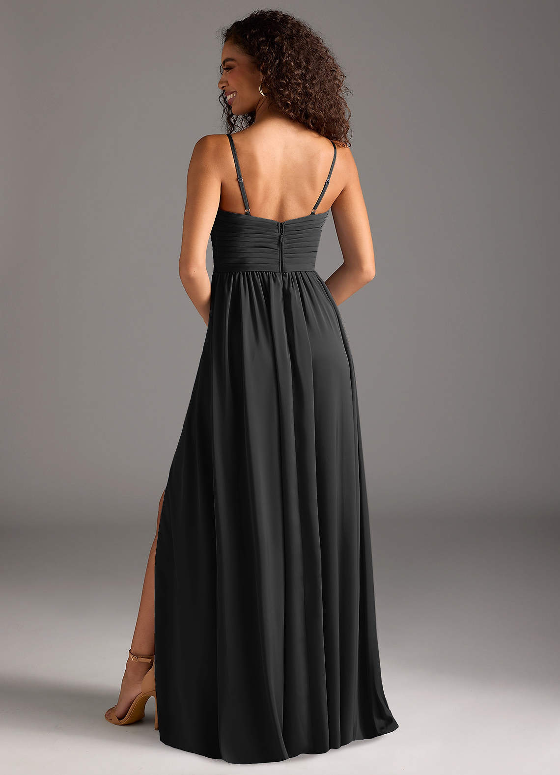 azazie black satin bridesmaid dresses Azazie Emorie