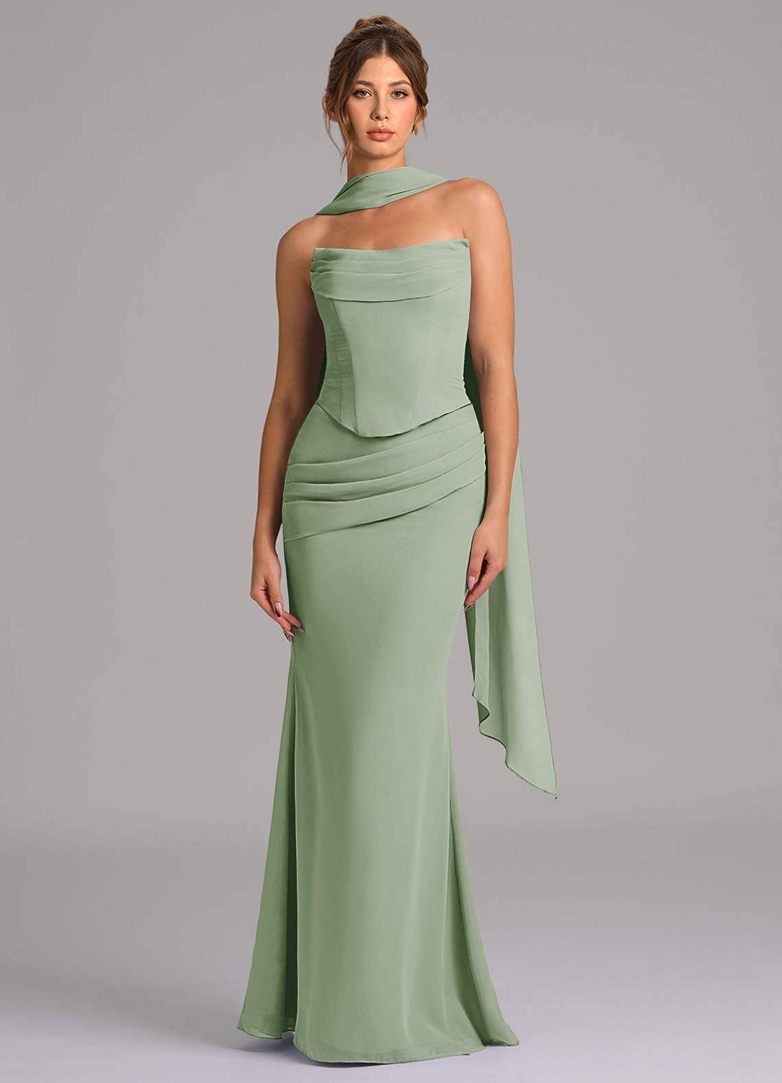 Azazie Sorrel Suknie dla druhen Syrena Gorset Szyfon Do ziemi Sukienka image3