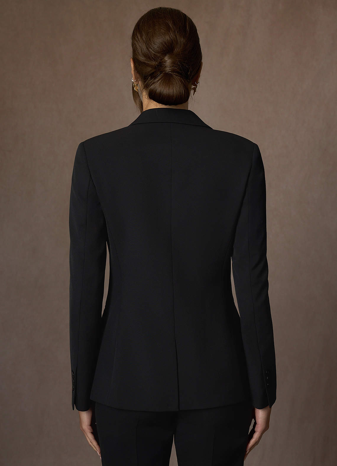 front Charlotte Black Refined Weave Pants Suit