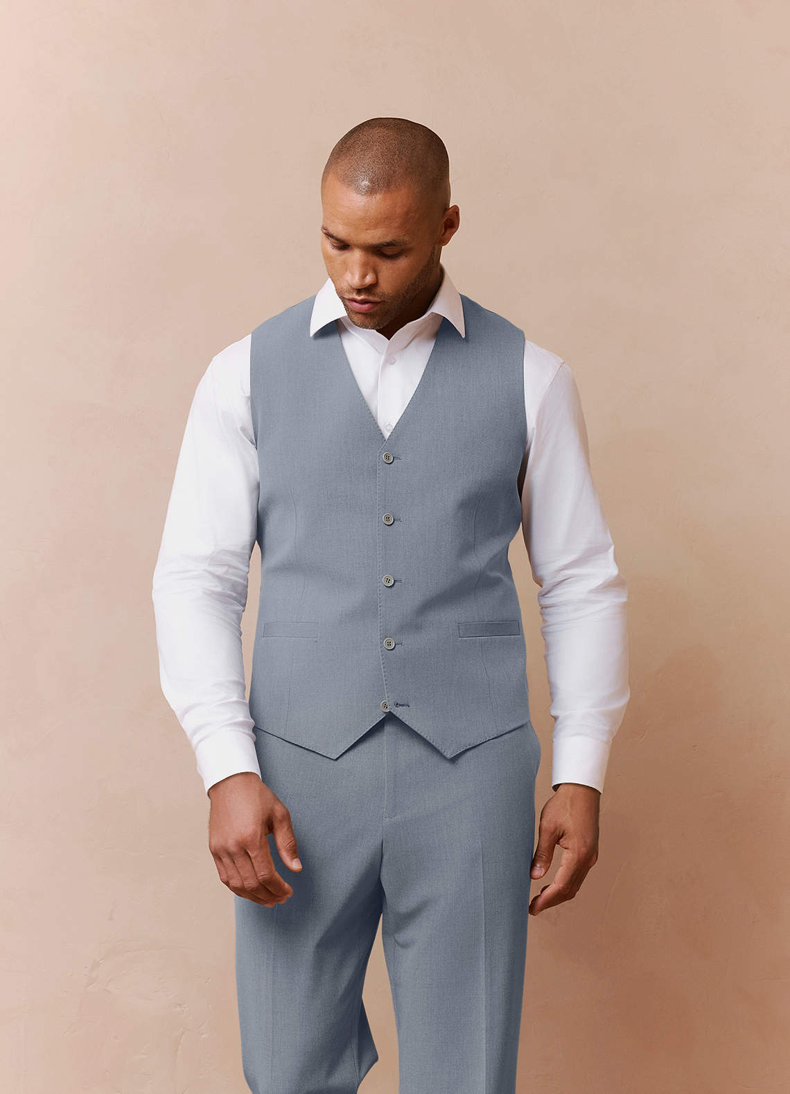 front Savile Light Blue Wool Blend Suit Vest