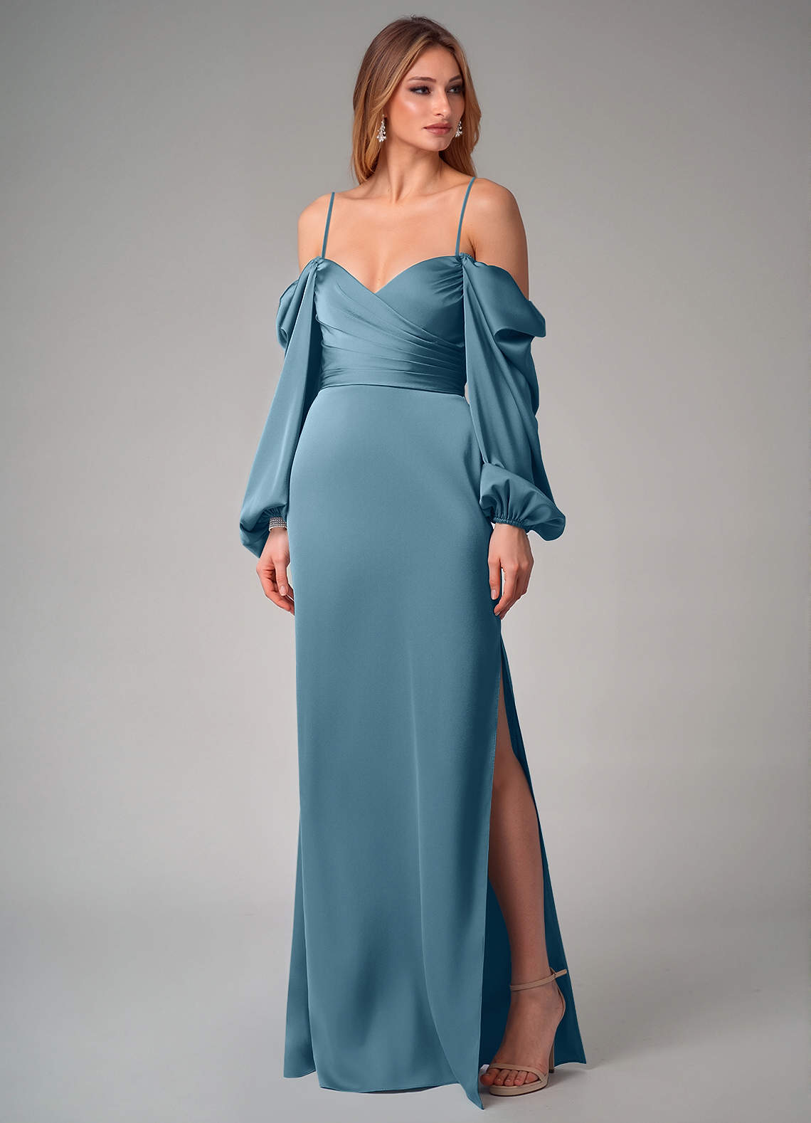 satin convertible bridesmaid dress Azazie Johana