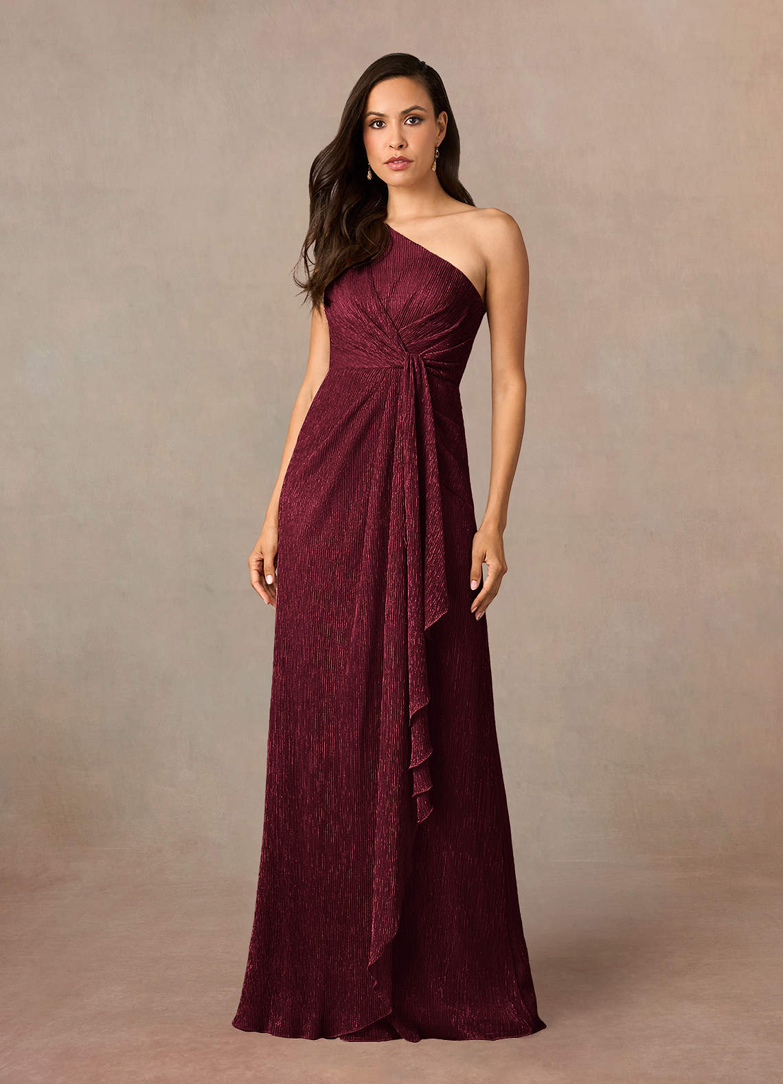 Azazie Theresa Mother of the Bride Dresses Ruby Sheath One Shoulder Metallic Mesh Dress image1