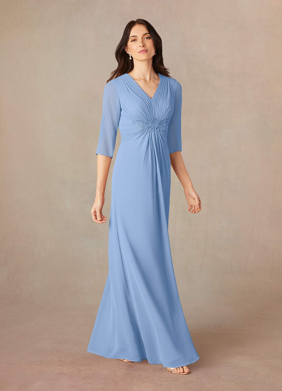 A-Line Off the Shoulder Chiffon Floor-Length Dress Steel Grey