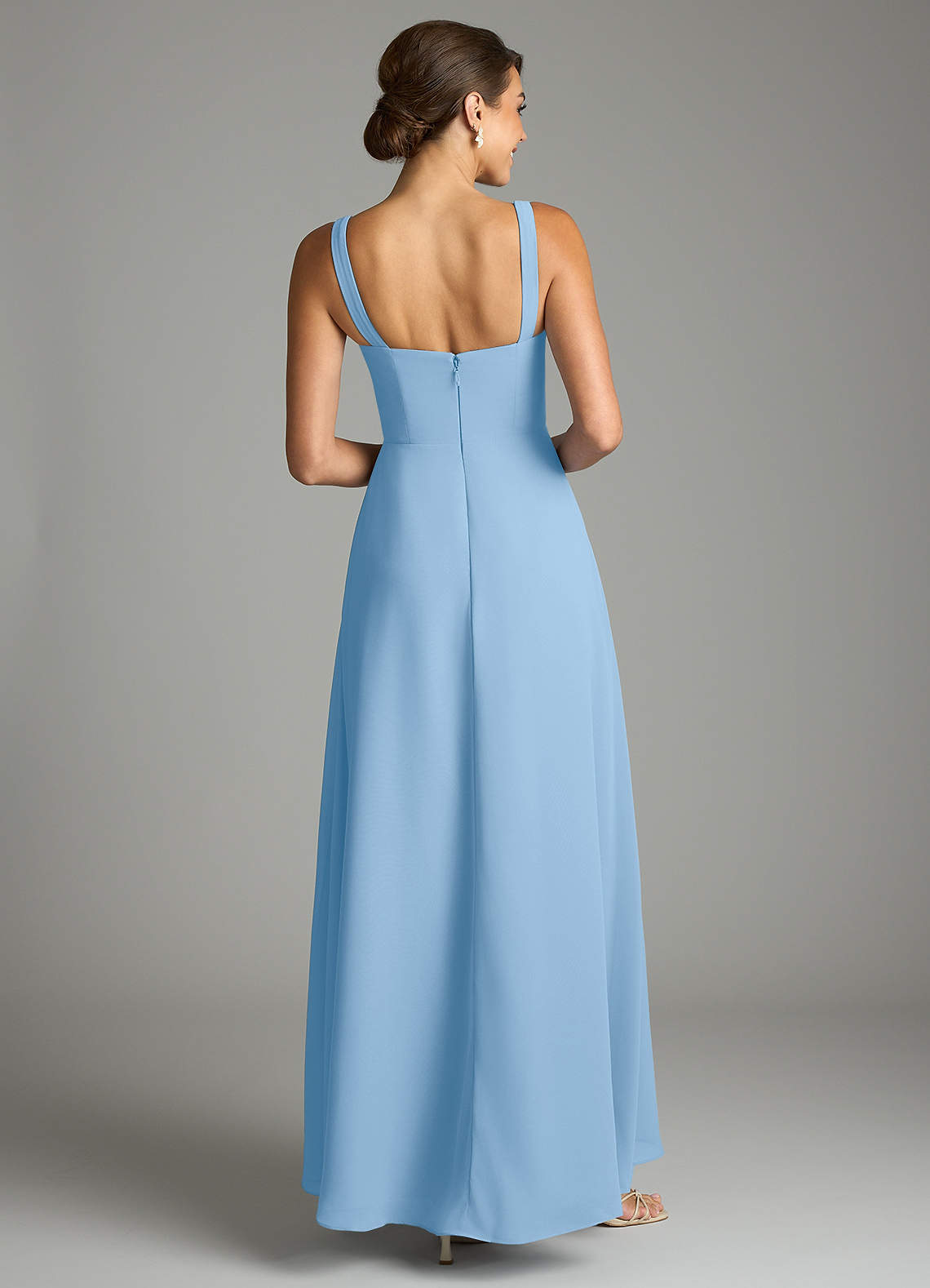 Azazie Debra Bridesmaid Dresses Powder Blue A-Line with Pockets Chiffon Convertible Dress image5
