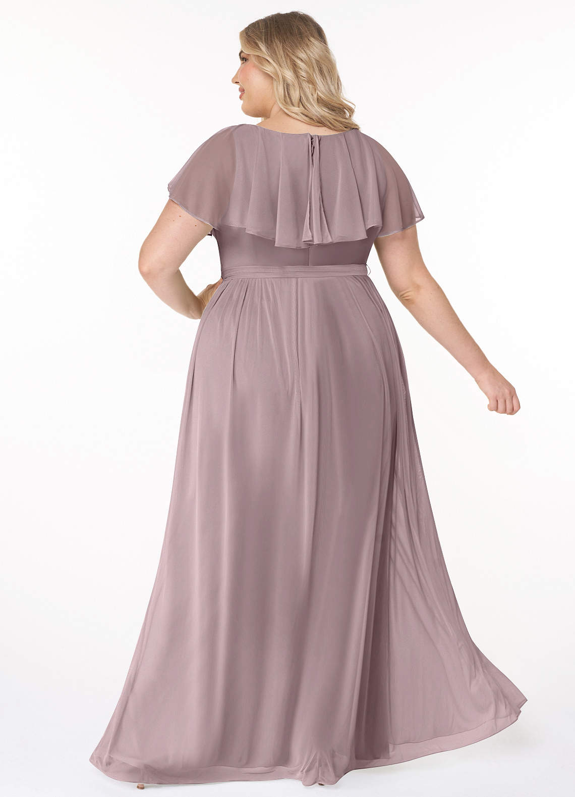 Azazie Jael Bridesmaid Dresses A-Line V-Neck Mesh Floor-Length Dress image1