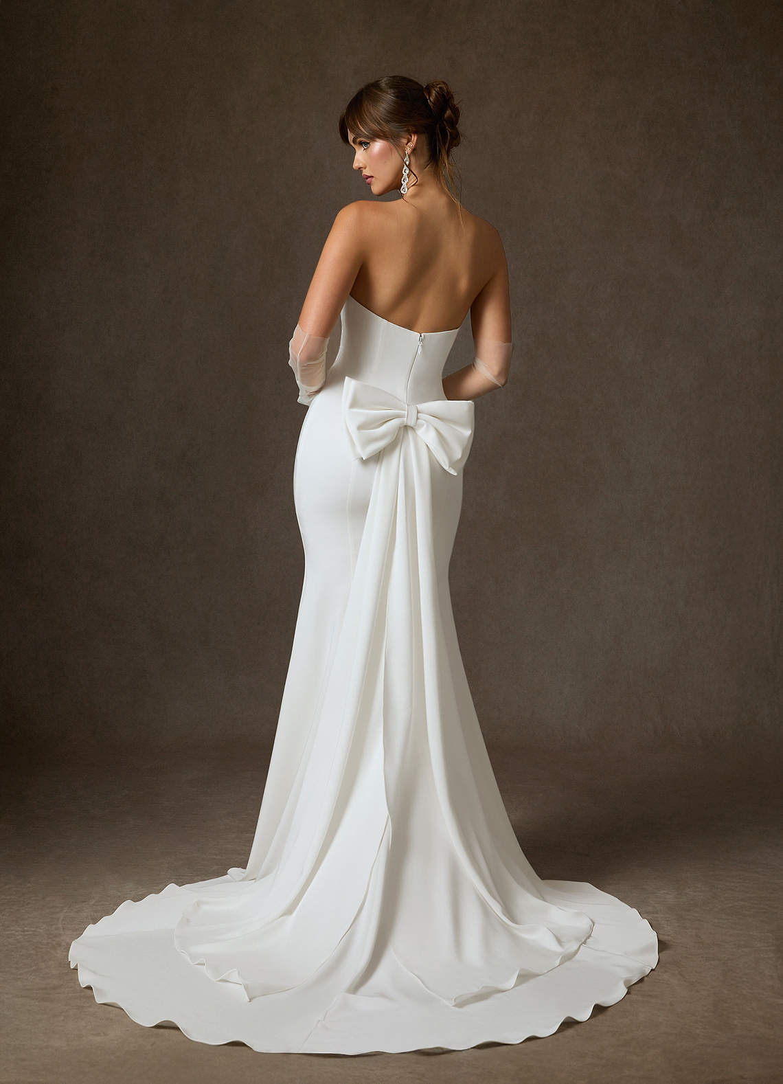 Azazie Colette Wedding Dresses Diamond White Fit and Flare Strapless Crepe Back Satin Dress image1