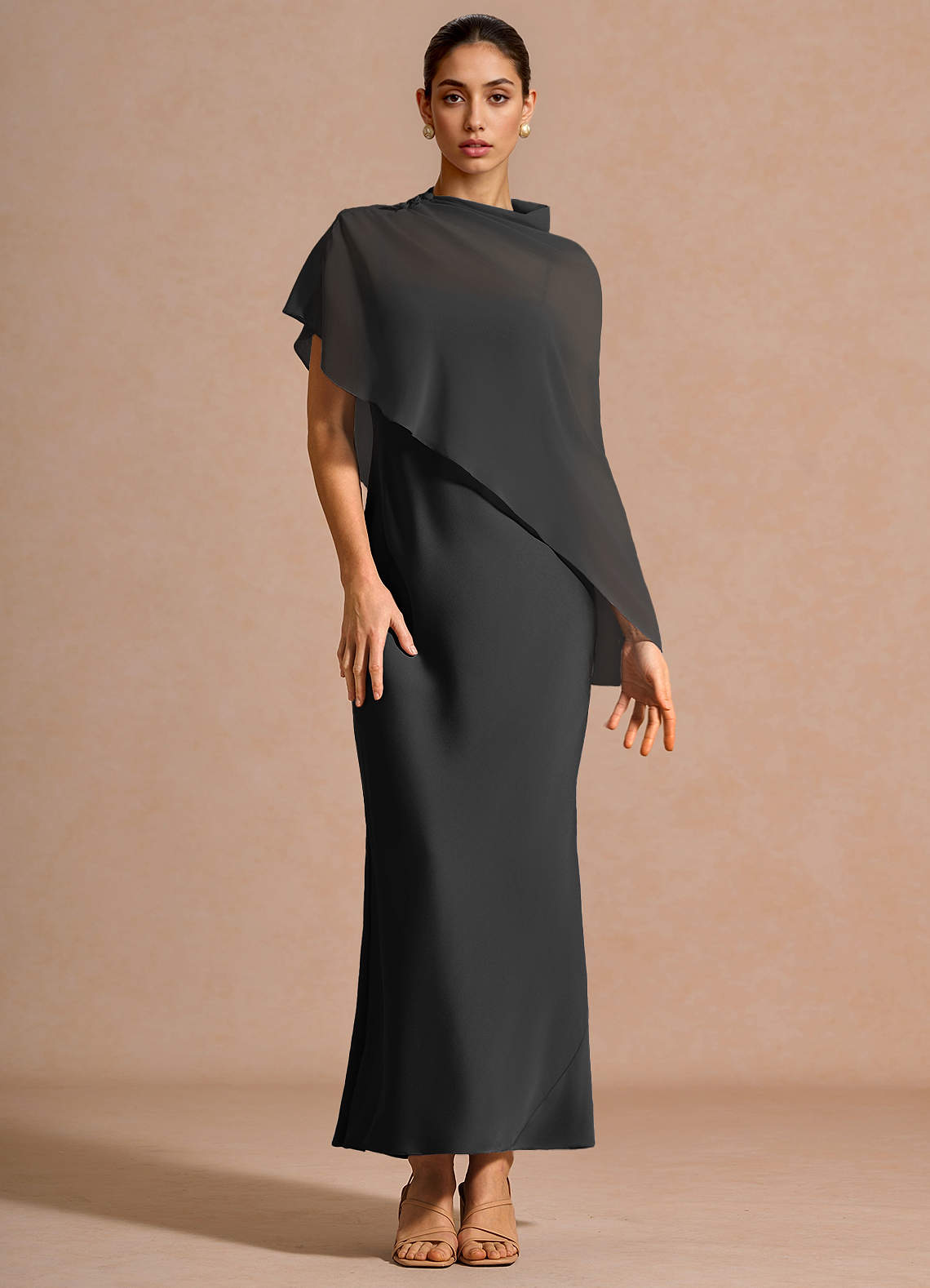 two piece dress set black JLUXLABEL New Age draped Crop Top and maxi Skirt Set in Black main image 0