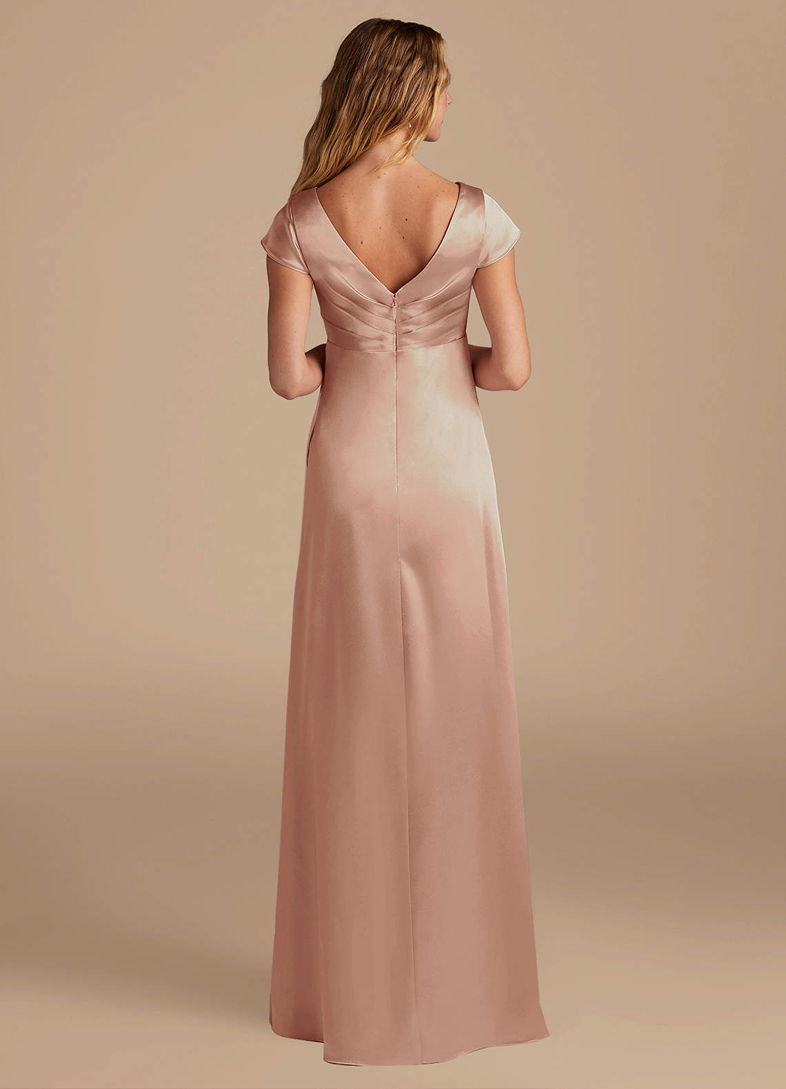 Azazie Allessia Venta Final Vestido de Corte en A Hasta el suelo Satén Metálico image4