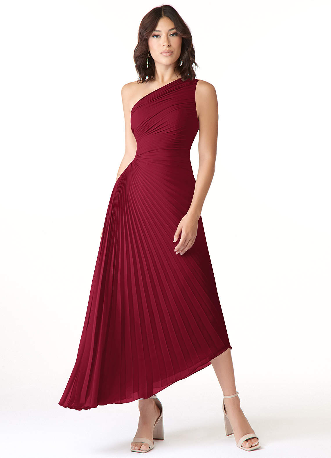Unique Rose Flowing Burgundy One Shoulder Party Dress Unique Rose Flowing Burgundy One Shoulder Party Dress