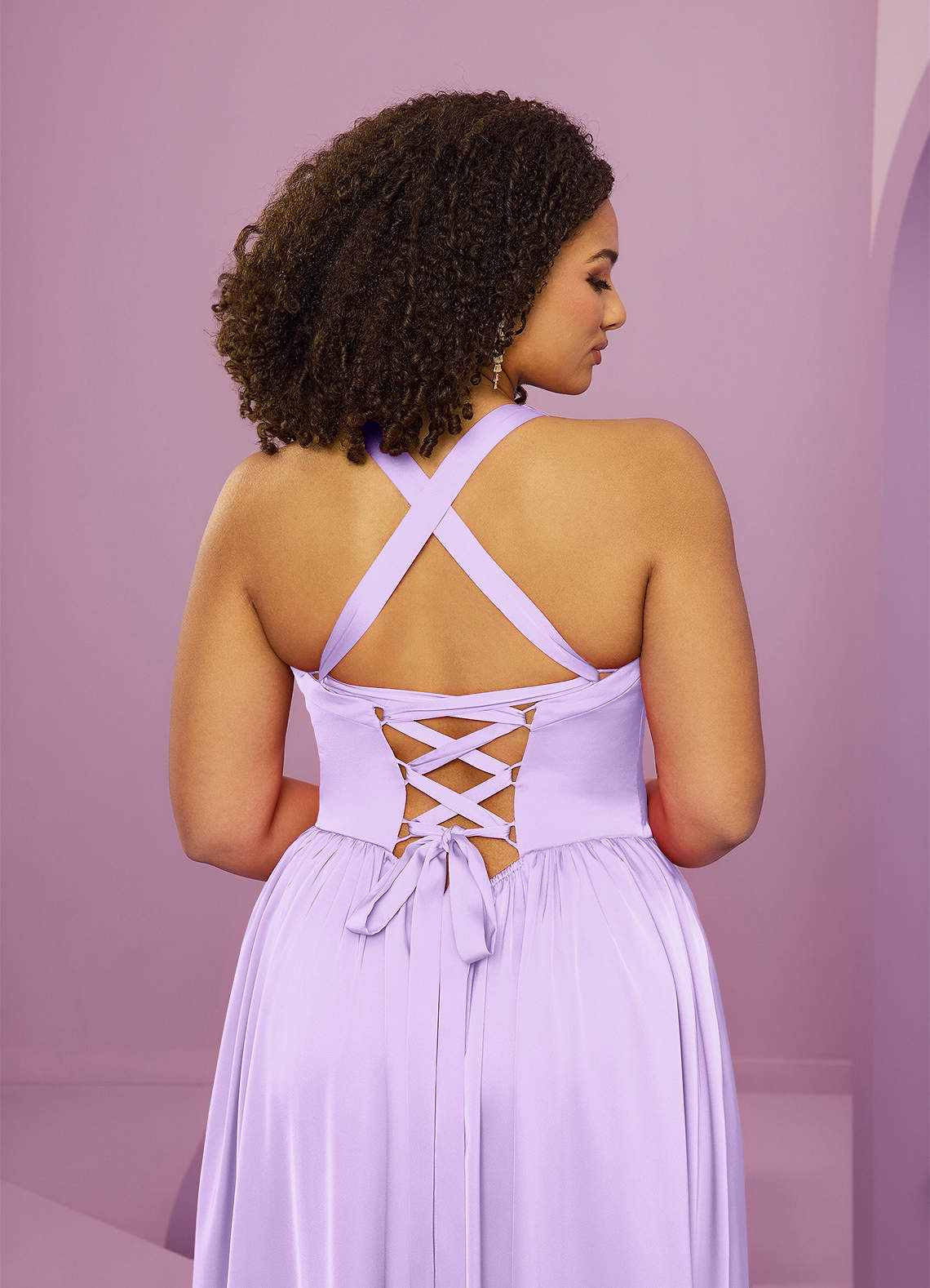 Barbie ♥ Azazie Bridesmaid Dresses Lilac A-Line with Pockets Stretch Satin Dress image8