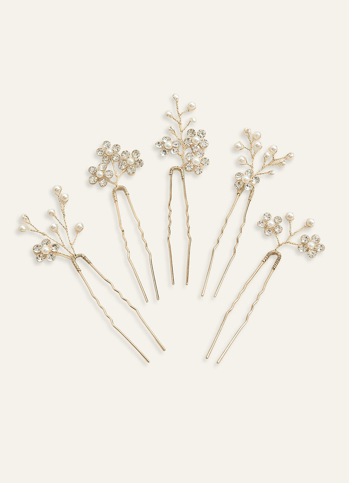 front Rhinestone Floral Cluster Hairpin Set