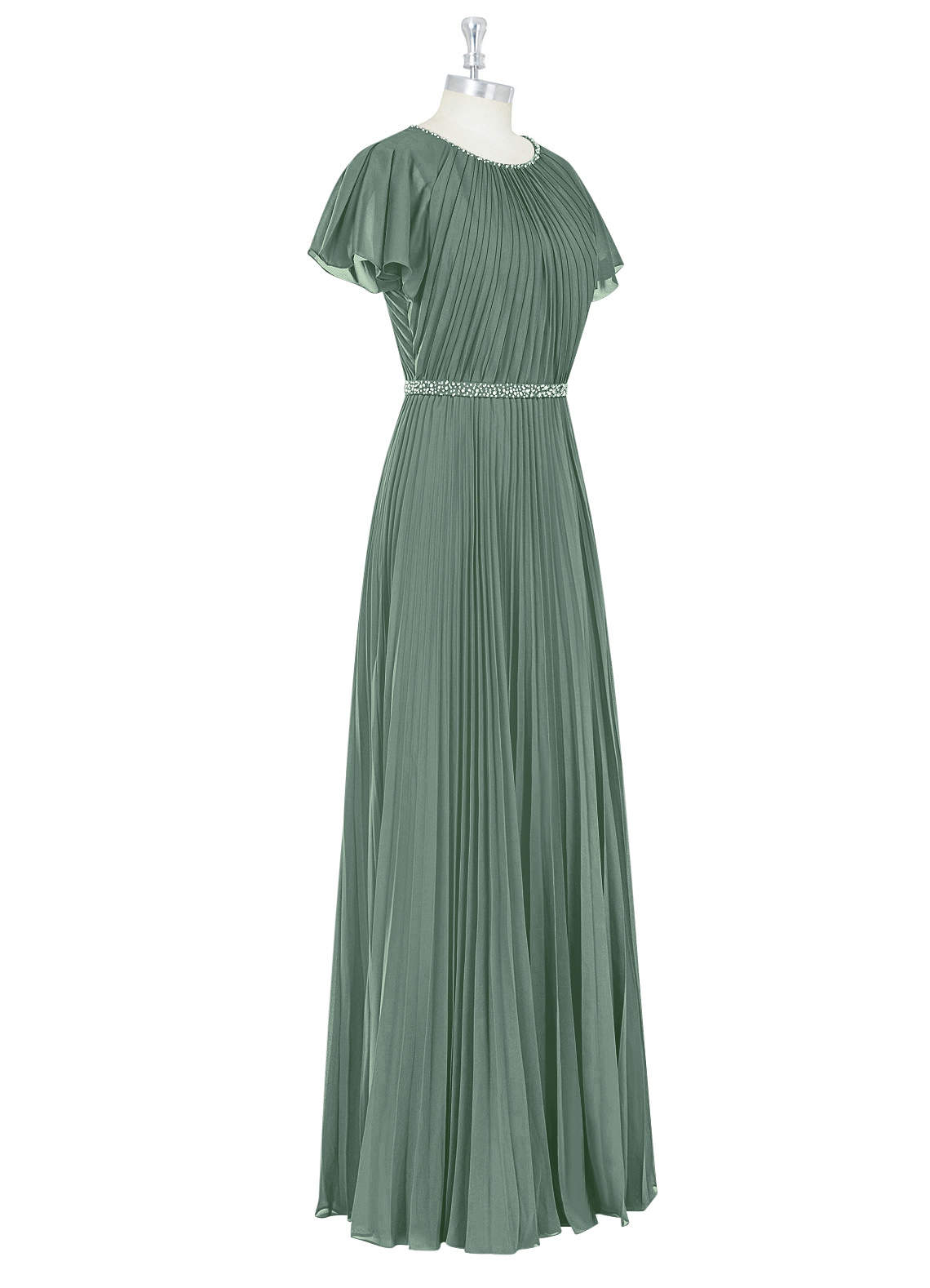 Azazie Kara Modest Bridesmaid Dresses A-Line Pleated Chiffon Floor-Length Dress image8