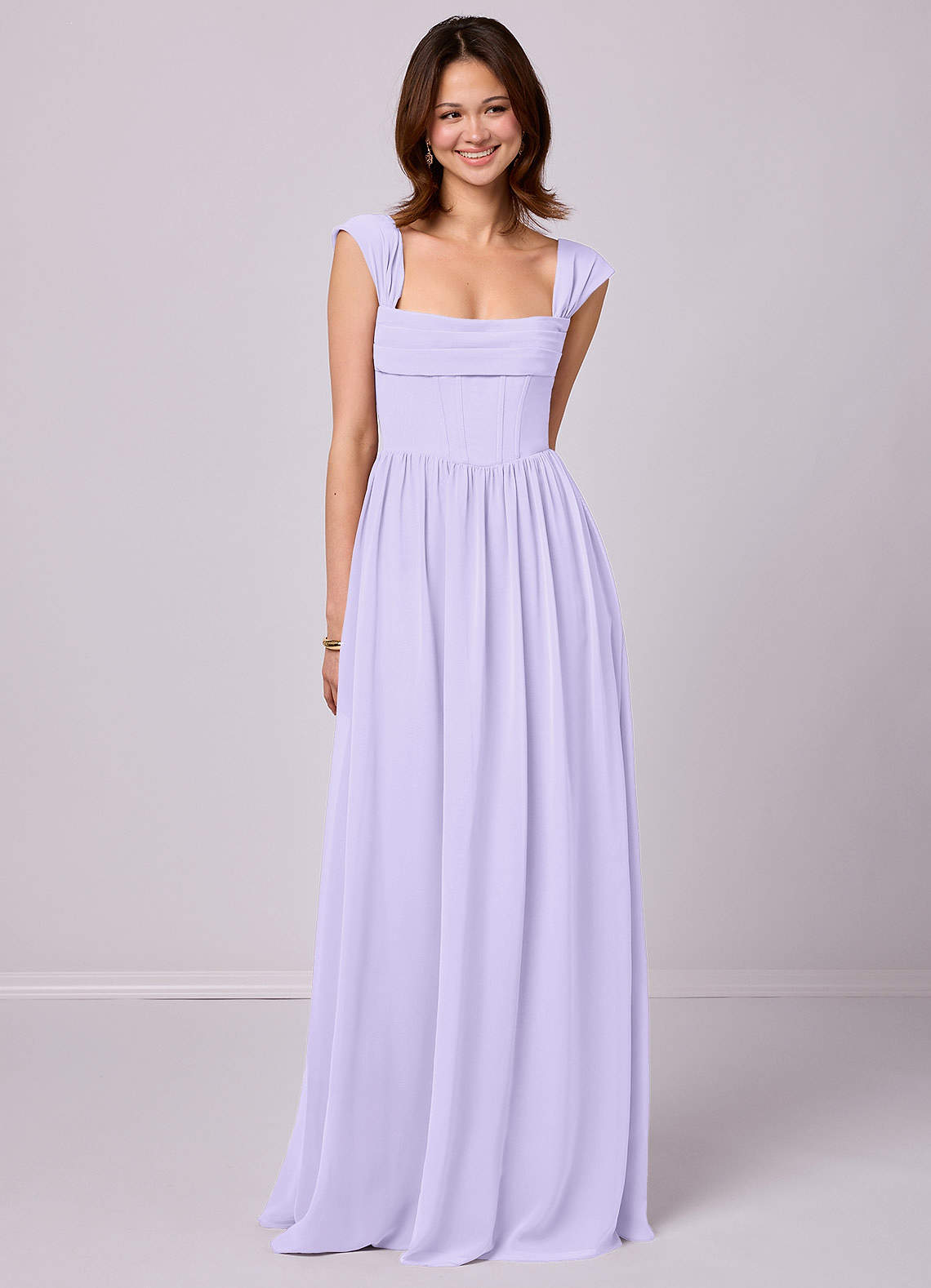 Barbie ♥ Azazie Bridesmaid Dresses Lilac A-Line Corset Chiffon Dress image1