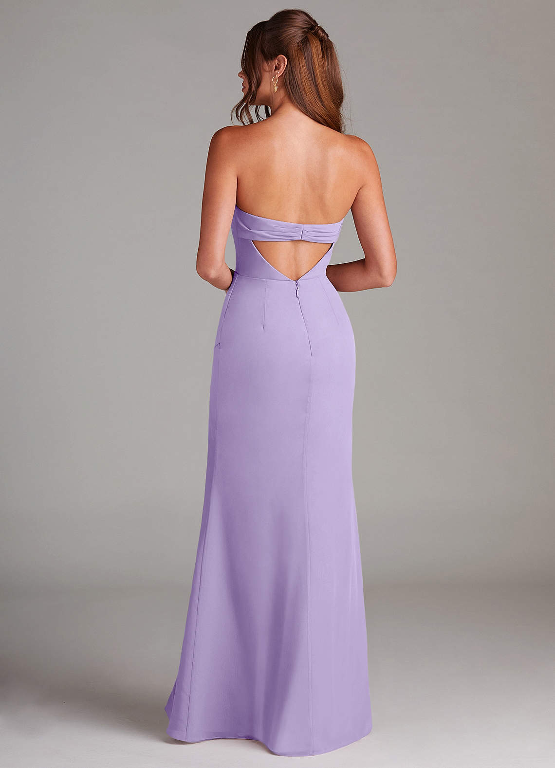 Azazie Leonis Bridesmaid Dresses Lilac Sheath Strapless Chiffon Convertible Dress image4