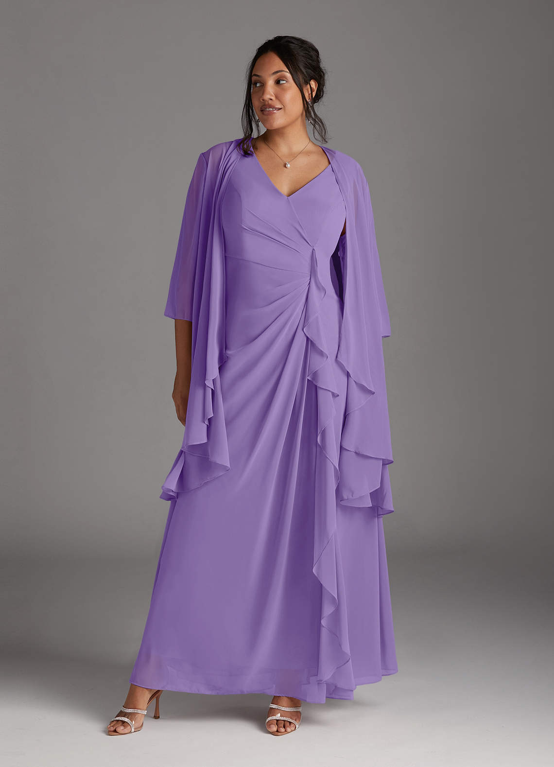 Azazie Manuella Mother of the Bride Dresses Tahiti A-Line V-Neck Pleated Chiffon Dress image1