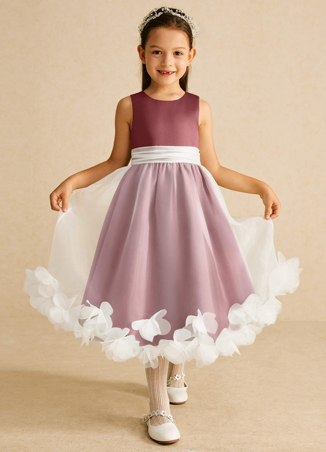 Azazie Stardust Blumenmädchenkleider A-Linie ärmellos Organza Kleid Amethyst image1
