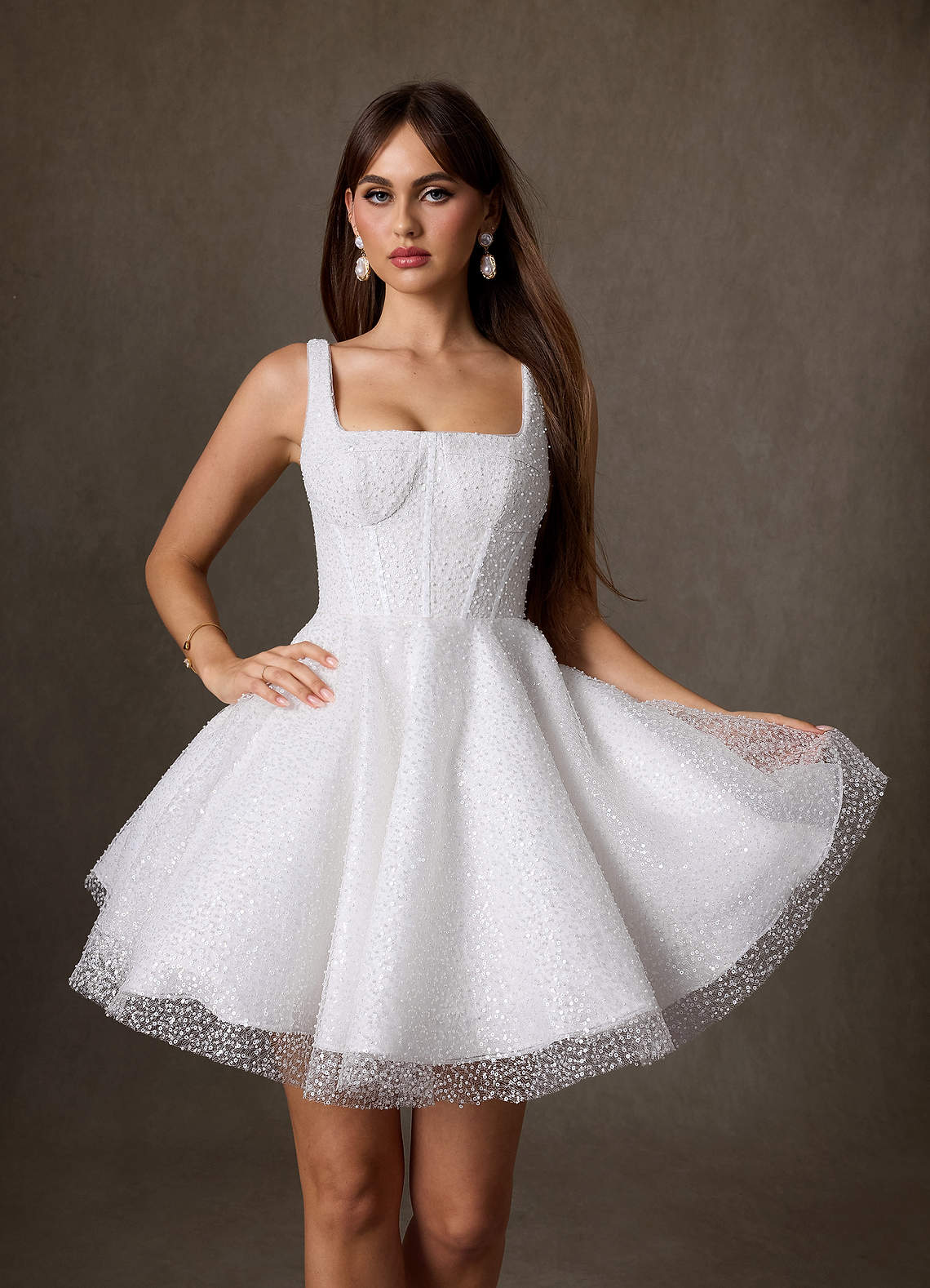 Azazie Avita Robes de mariée Robe Trapèze en Perlage avec poches Blanc De Diamant image4