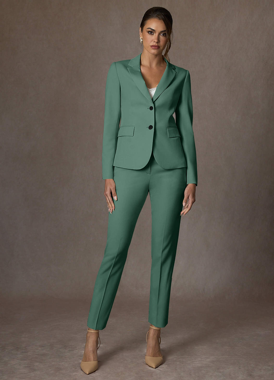 front Whitney Eucalipto Completo lungo con pantaloni elasticizzati strutturati