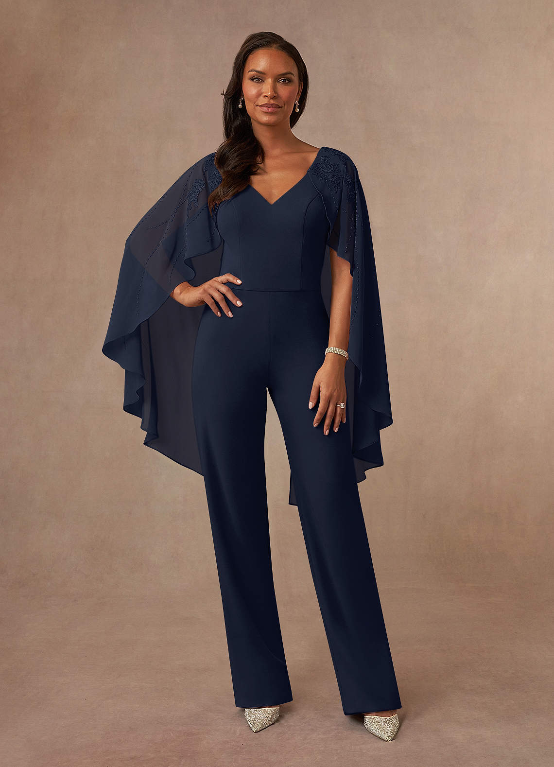 Azazie Martin Dark Navy Jumpsuit/Pantsuit Sequins Stretch Crepe Dress ...